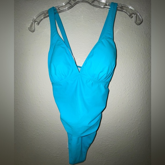 Profile by Gottex Womens Convertible V-Neck Swimsuit Tutti Frutti Aqua 10 New - Picture 3 of 10